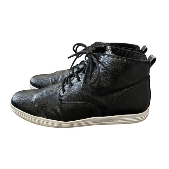 Ben Sherman Mens 11.5 Vance LEATHER Lace Up Chukka Boots High Top Sneakers Black - Picture 4 of 7